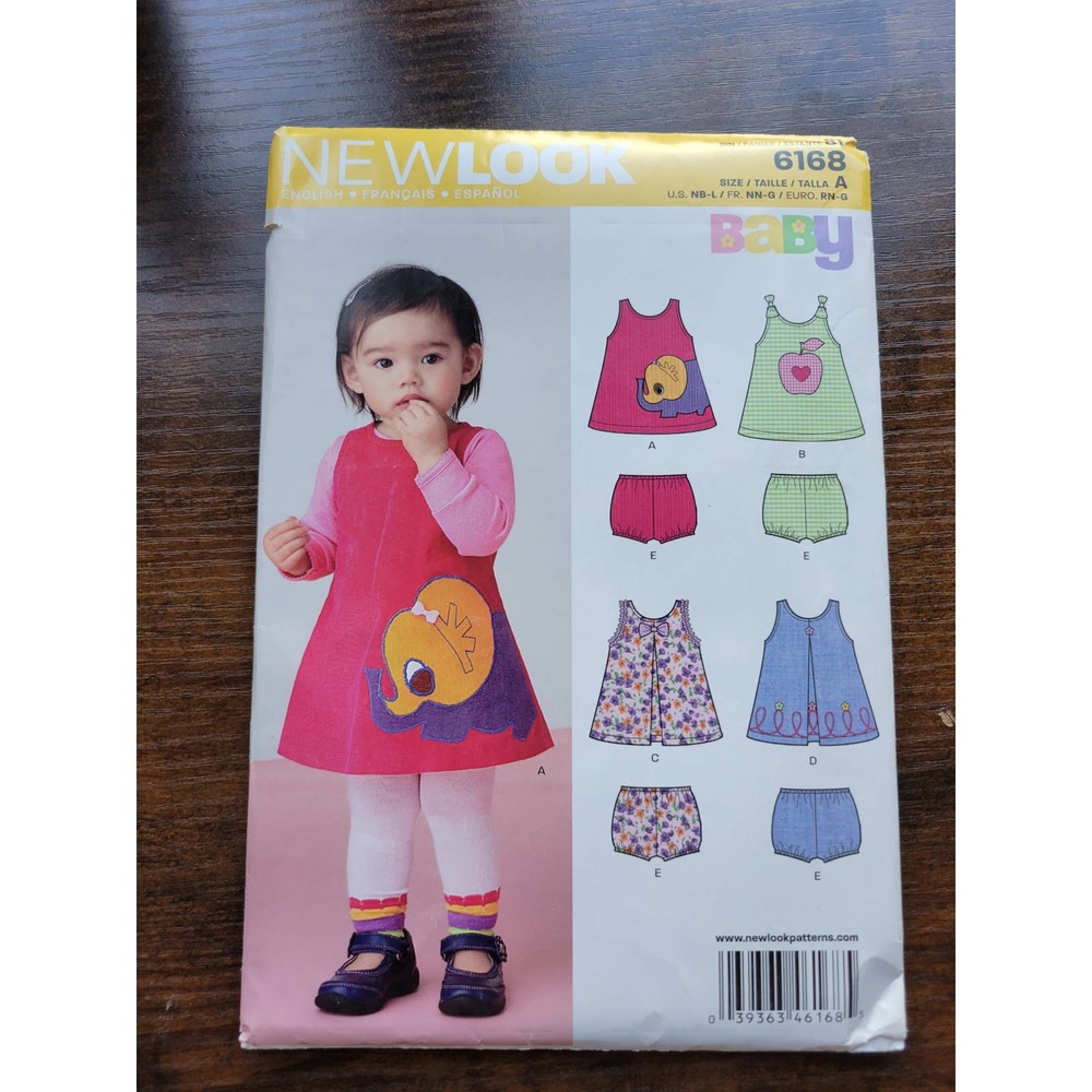 2012 Simplicity New Look 6168 Pattern - Child's Dress - Size A NB-L